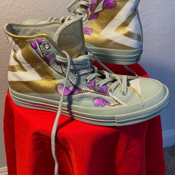 Converse Unisex High-Top Sneakers - Light Blue, Gold & Purple Sz 10 men - Picture 5 of 14